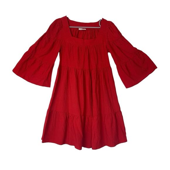 Calvin Klein Dresses & Skirts - Calvin Klein women's size 4 small tiered mini dress shift red gauzy casual guest